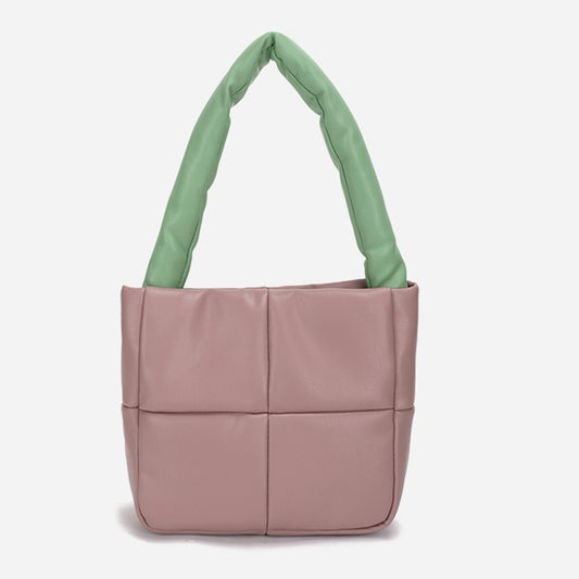 Bolso de Mano Elegante en Cuero Suave con Diseño Acolchado