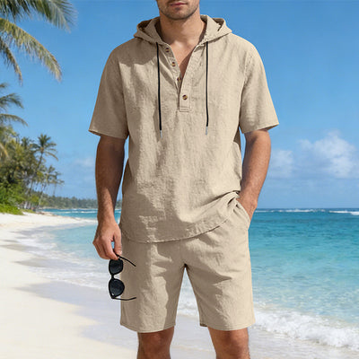 Conjunto Deportivo Holgado de Lino Transpirable con Capucha - Image 2