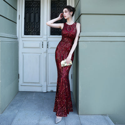 Vestido Largo de Lentejuelas con Cola Sirena para Eventos y Gala - Image 4