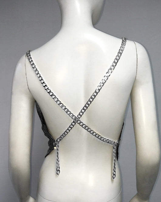 Chaleco Sexy de Cadena Metalizada con Strass y Diseño Irregular - Image 14