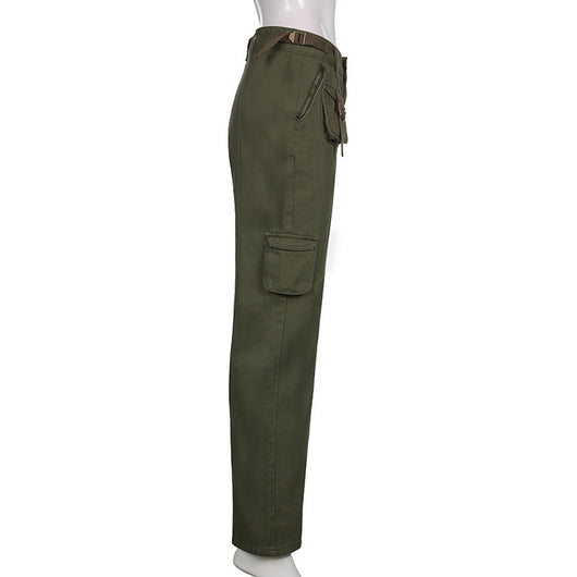 Pantalones Cargo Retro Cintura Baja con Bolsillos - Image 7