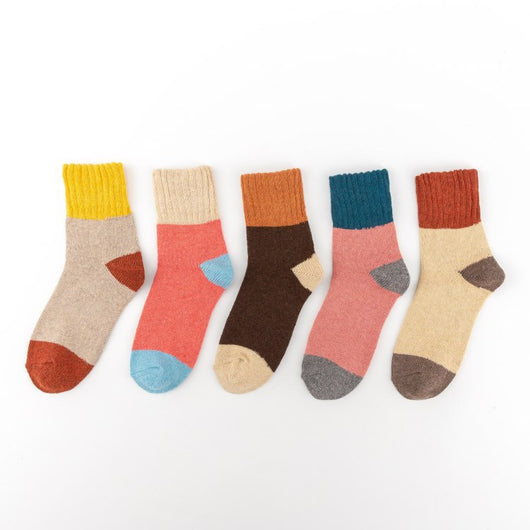 Calcetines de Lana de Conejo Gruesos y Cálidos con Costuras Multicolor - Image 14