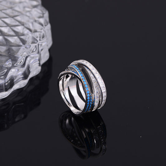Anillo de Moda Enchapado con Incrustaciones Europeas y Estadounidenses