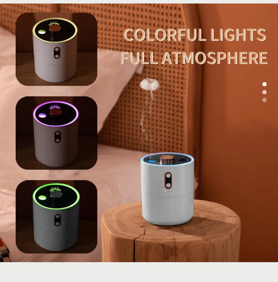 White cylindrical desktop humidifier with rose gold accents, black top, and front control buttons. - Image 20
