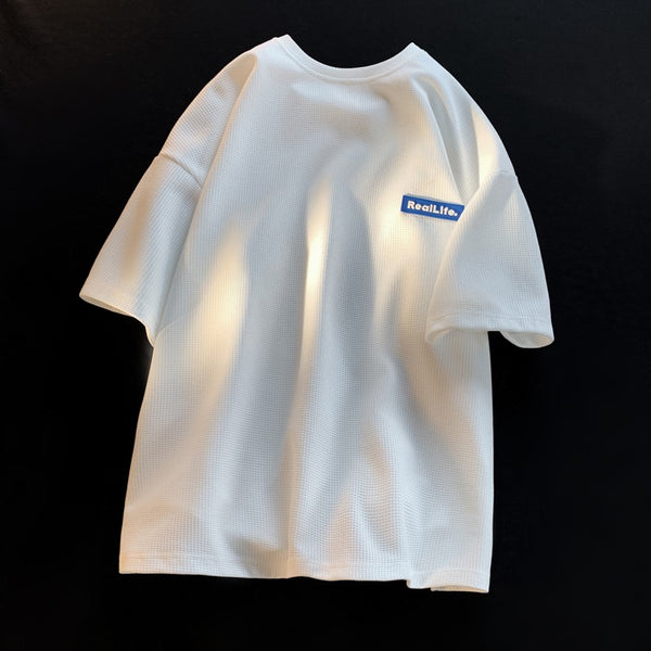 Camiseta Manga Corta Textura Waffle Pesada para Hombre