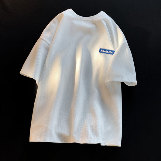 Camiseta Manga Corta Textura Waffle Pesada para Hombre