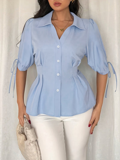 Blusa Ajustada para Mujer con Cintura Ceñida y Cordones - Image 8