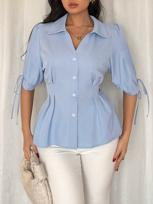 Blusa Ajustada para Mujer con Cintura Ceñida y Cordones - Image 8