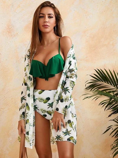 Bikini Deportivo Tres Piezas con Malla Cruzada - Image 11