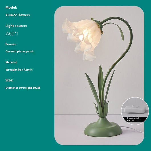 Lámpara de Mesita Retro con Flores Idílicas para Dormitorio - Image 10