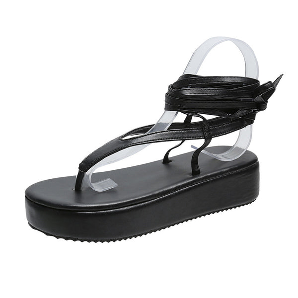 Sandalias Mujer Estilo Hada Suela Gruesa Romana Plana Moda Tendencia - Image 3