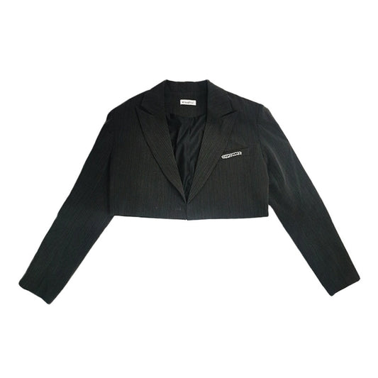 Blazer Corto Gris Oscuro para Mujer Primavera - Image 2