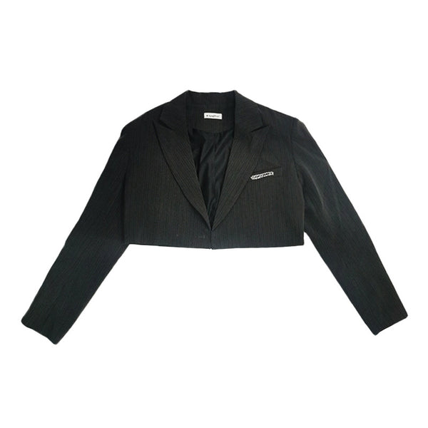 Blazer Corto Gris Oscuro para Mujer Primavera