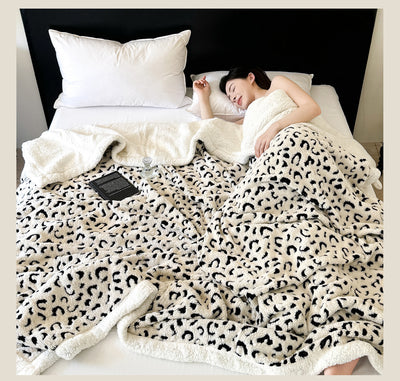 Manta de Tafetán Jacquard Estampado Leopardo Doble Capa - Image 22