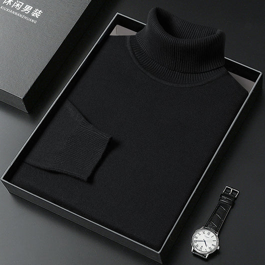 Suéter Cuello Alto para Hombre - Abrigo Básico Invierno Colores Sólidos - Image 9