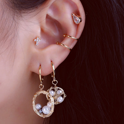 Aretes de Perla Artesanales Lujo Ligero Serie Océano - Clip Europeo Americano - Image 3