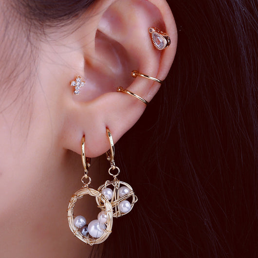 Aretes de Perla Artesanales Lujo Ligero Serie Océano - Clip Europeo Americano - Image 3