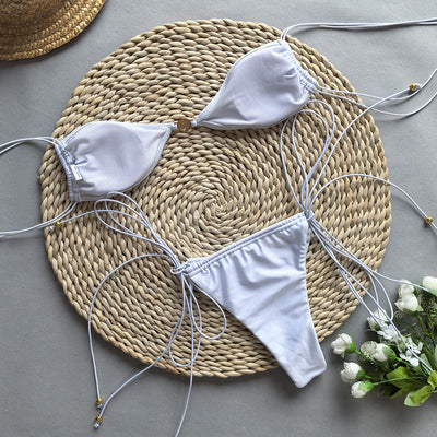 Traje de Baño Bikini Negro y Blanco Dividido para Mujer - Image 14