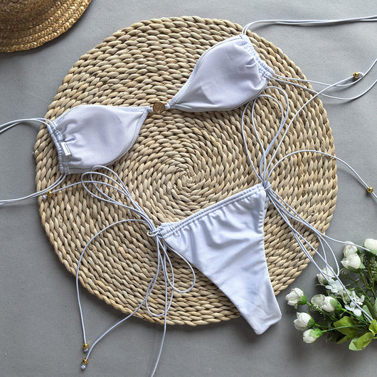 Traje de Baño Bikini Negro y Blanco Dividido para Mujer - Image 14