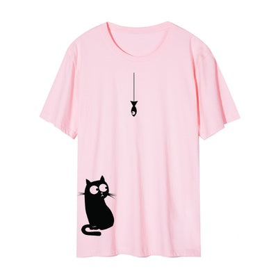 Camiseta Cuello Redondo con Gato Lateral - Diseño Europeo y Americano - Image 15