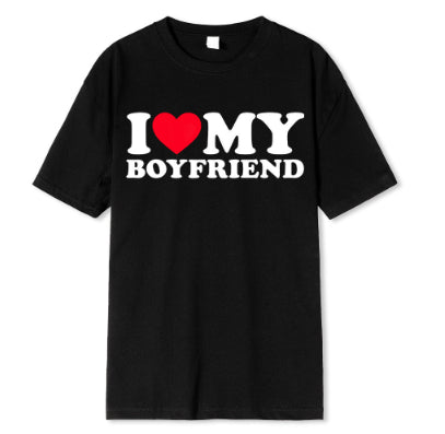 Playera Mujer Estampado I Love My Boyfriend - Algodón Suave Cuello Redondo