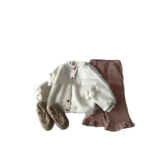Chamarra Fleece con Botones de Contraste y Bordado Love - Image 2