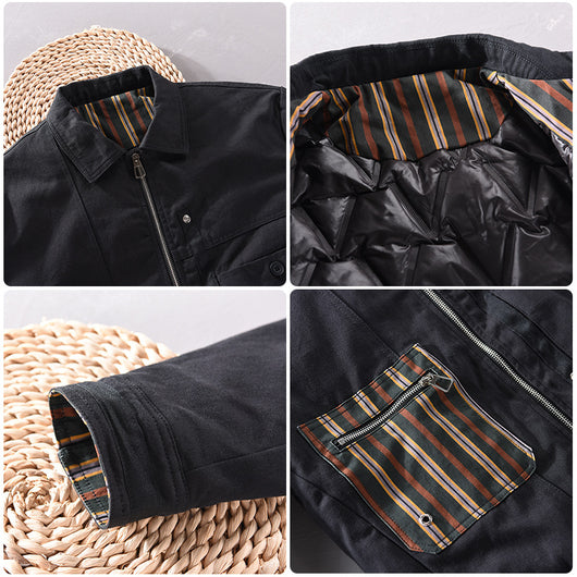 Chaqueta Casual Hombre con Parches y Rayas Contrastantes - Image 4