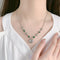 Collar Cadena Clavícula Circonio Verde Estilo Trendy Mujer