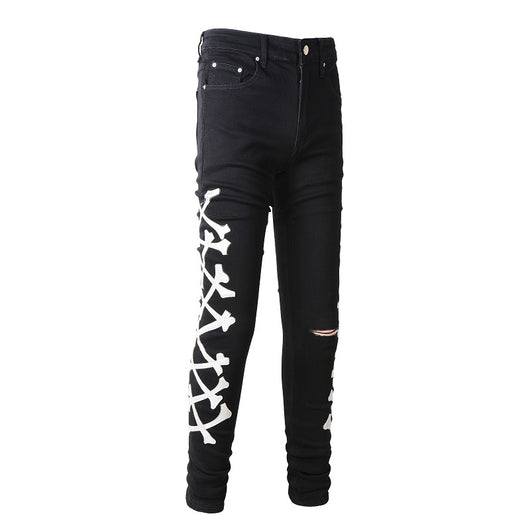 Jeans Slim Fit Negros para Hombre con Detalles Plateados - Image 11