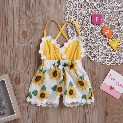 Jumpsuit Infantil Niña con Tirantes Girasol y Encaje - Image 2
