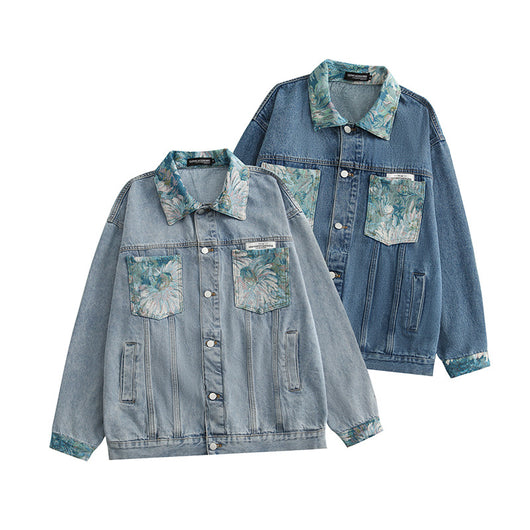 Chaqueta de Mezclilla Suelta Estampada para Parejas - Image 3
