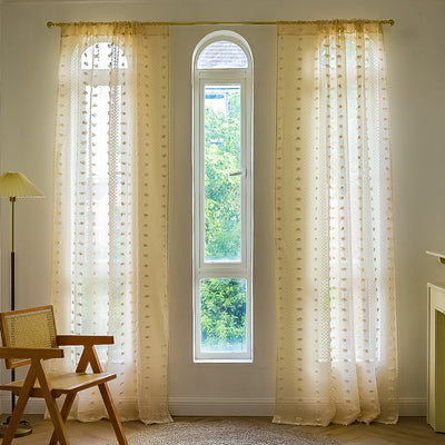 Cortinas Bohemias Texturizadas con Bordado Floral