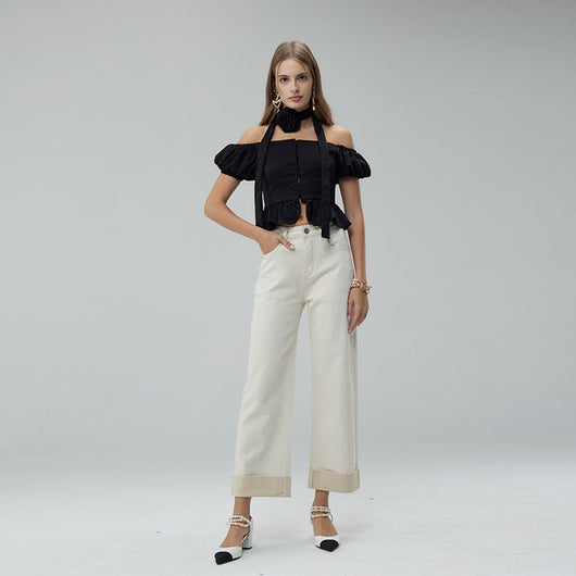Pantalones Anchos Cropped para Mujer - Estilo Moderno y Versátil - Image 8