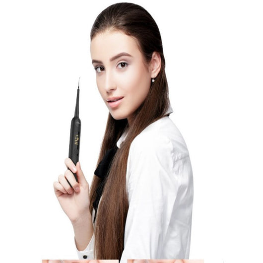 Black electric dental scaler kit with LED screen, dental pick, mirror, polishing head, and USB cable for home use. - Image 12
