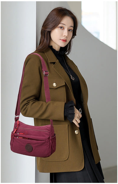 Bolsa Mensajera Casual Ligera Multicompartimento Diseño Simple - Image 12