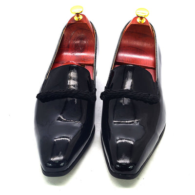Mocasines Formales de Cuero Charol Negro Punta Aguda para Hombre - Image 12