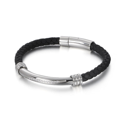 Pulsera de Cuero Trenzado para Hombre con Acero Inoxidable - Image 10