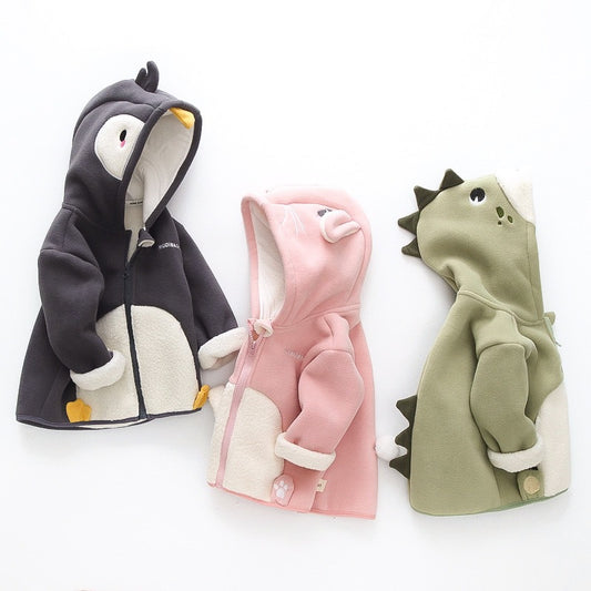 Chaqueta Infantil Cálida con Capucha y Diseño Divertido