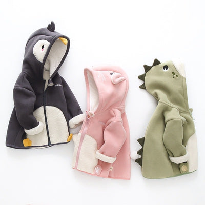 Chaqueta Infantil Cálida con Capucha y Diseño Divertido
