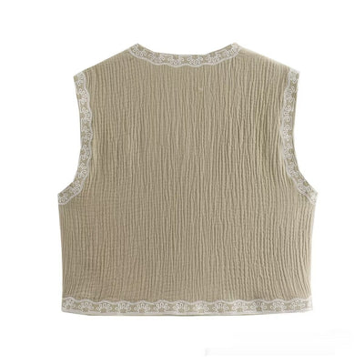 Chaleco Casual Reversible de Diseño Francés con Bordado Bicolor - Image 19