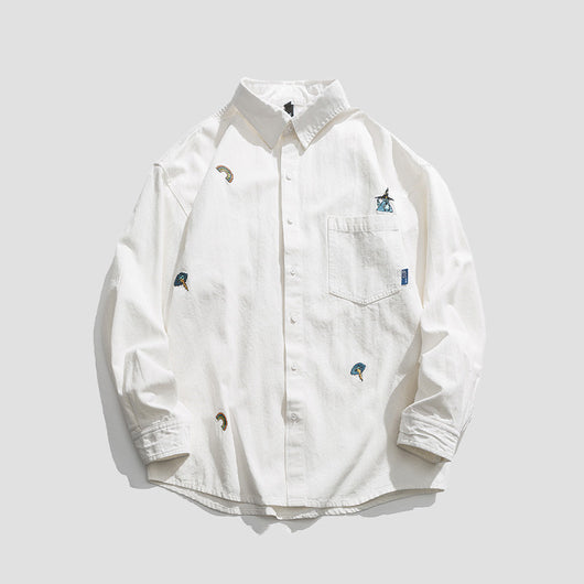 Camisa de Trabajo Manga Larga Suelta Casual para Hombre - Image 10