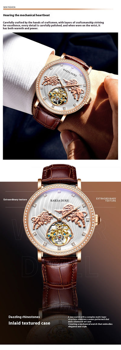 Reloj Mecánico de Lujo con Diamantes Incrustados Resistente al Agua - Image 9