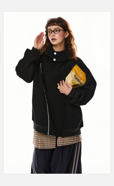 Sudadera Cardigan Irregular con Doble Cierre - Estilo Retro Casual para Mujer - Image 15