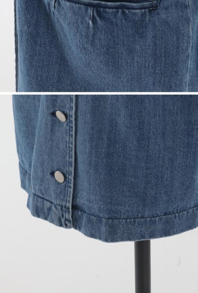 Vestido Denim Holgado con Bolsillos Dobles - Manga Corta - Image 8