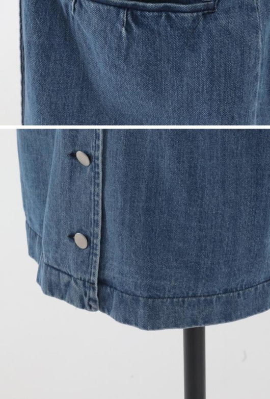 Vestido Denim Holgado con Bolsillos Dobles - Manga Corta - Image 8