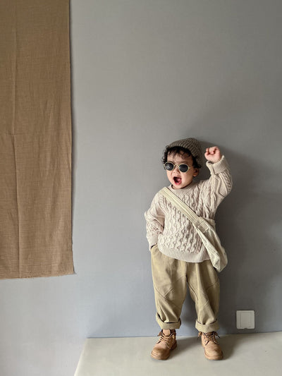 Suéter Infantil Retro con Patrón de Trenza Tejido - Image 17