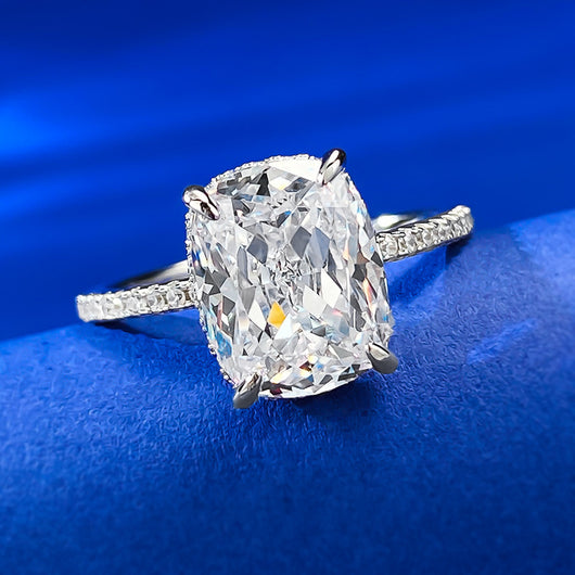 Anillo de Diamante Cuadrado Blanco en Plata 925 con Cuatro Garras - Image 11