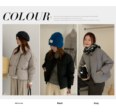 Chaqueta Acolchada Gris Corta para Mujer Talla Grande - Image 10