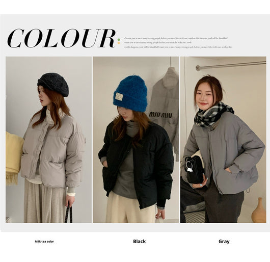 Chaqueta Acolchada Gris Corta para Mujer Talla Grande - Image 10