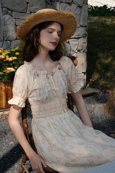 Vestido Floral Francés Cintura Alta con Lazada - Image 4